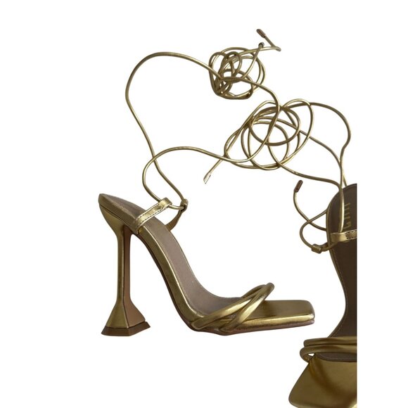 EGO Gold Lace Up Martini Heels Size US 5 / UK 3 - Picture 4 of 9